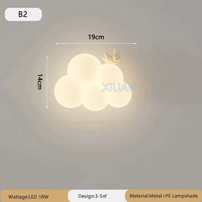 DecorBites™ Cloud Cartoon Wall Lamp for Nursery Room, Kids Bedroom, Cute Animal Sconce