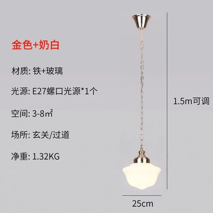 Lámpara colgante DecorBites™ de cristal color crema con casquillo LED E27, estilo retro, ideal para dormitorio, cocina o restaurante.