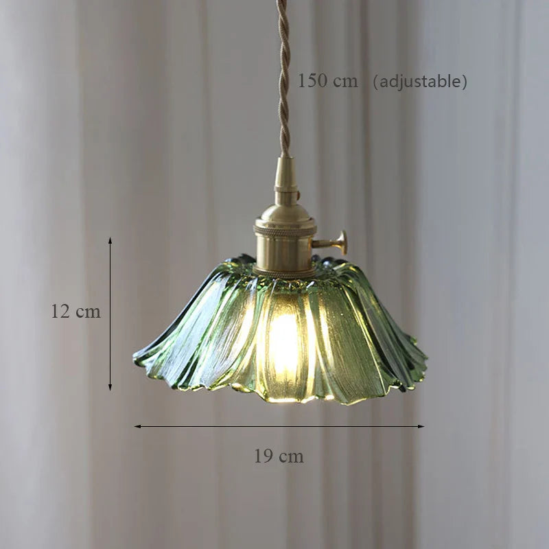 DecorBites™ Japanese Sunflower Glass Pendant Lights Modern Brass Hanglamp Fixture