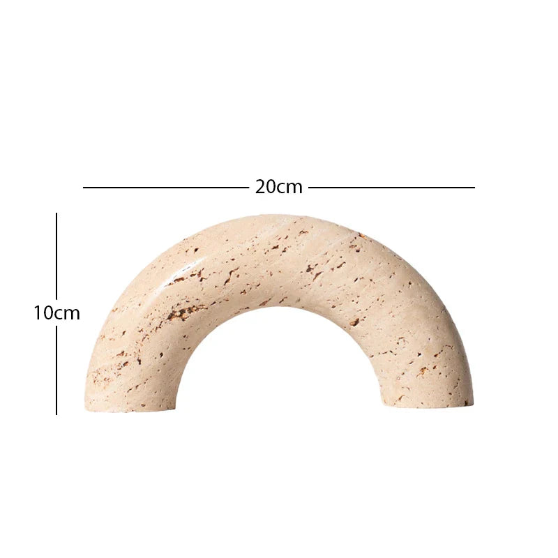 DecorBites™ Archway Shape Travertine Sculpture Figurine Statue for Home Decor