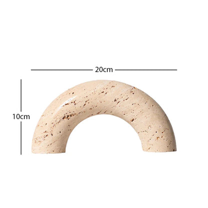 DecorBites™ Archway Shape Travertine Sculpture Figurine Statue for Home Decor