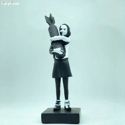 DecorBites™ Bomb Hugger Girl Resin Statue Sculpture for Home Decor and Desk Ornament