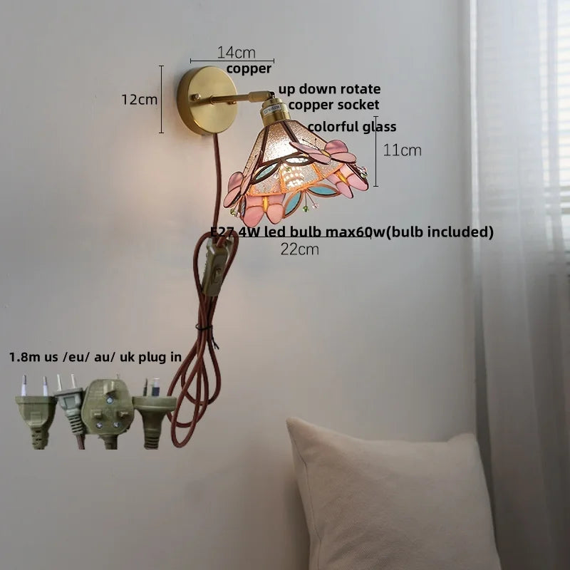 DecorBites™ Butterfly Glass Wall Light: Up Down Rotate LED Fixture for Bedroom Living Room
