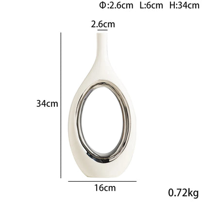 DecorBites™ Golden Flower Vase for Home Decoration and Flower Arrangement