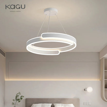 DecorBites™ Black White LED Ring Chandelier Pendant Lights for Home Indoor Decor