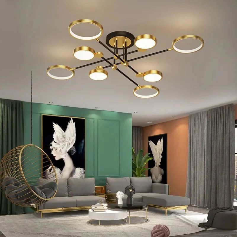 DecorBites™ Gold Frame LED Ceiling Lamp - Remote Control Dimmable Chandelier