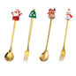 4pcs Christmas Elk Head Shape Stainless Coffee Spoon New Year 2024 Christmas Decoration Table Decor for Home Navidad 2023 Gifts