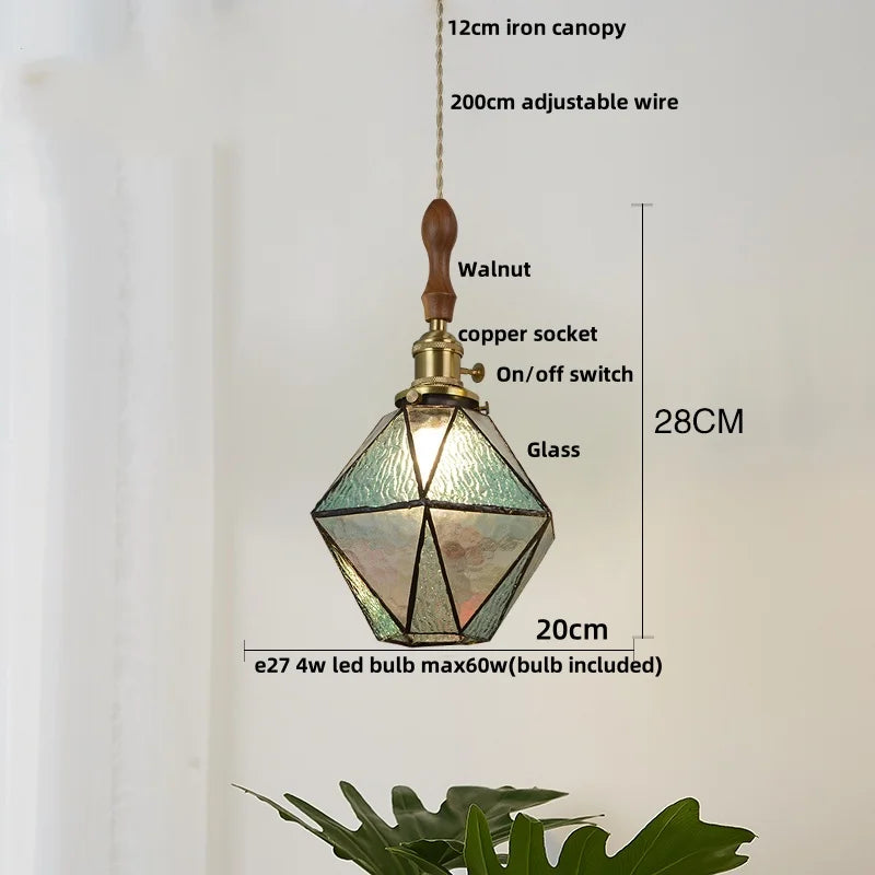 DecorBites™ Blue Glass LED Pendant Light Fixture Modern Nordic Wire Hanging Lamp