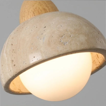 DecorBites™ Japanese LED Hanging Lamp Yellow Travertine Pendant Lighting for Bedroom and Dining Room