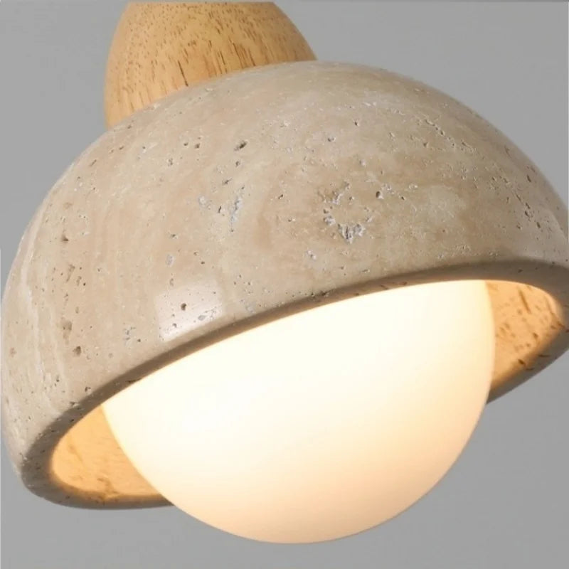 Yellow Travertine Pendant Lamp Polished Copper