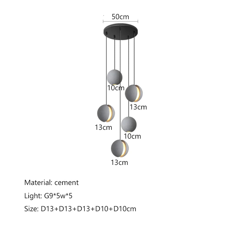 DecorBites™ Cement Planet Chandelier Hanging Lamp for Dining Room & Bedroom