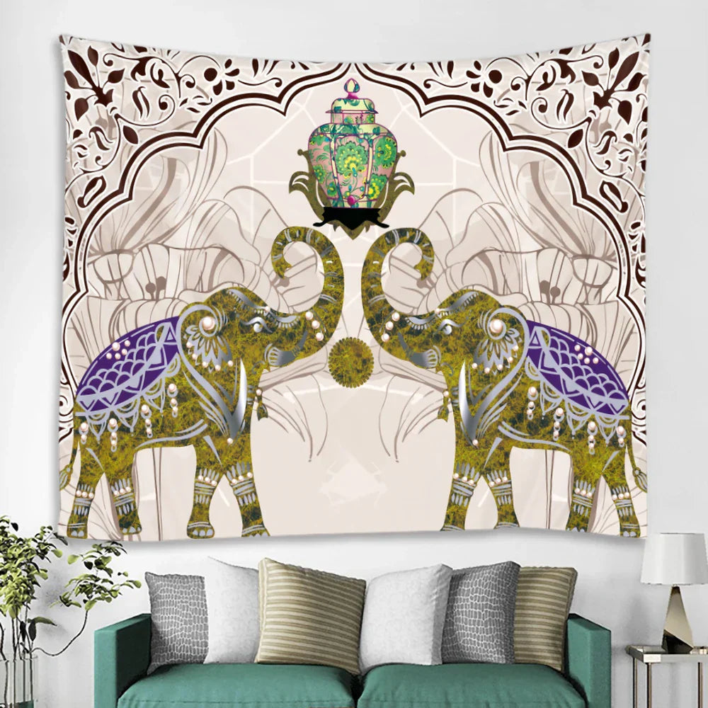 DecorBites™ Elephant Tarot Psychedelic Tapestry for Home Decor and Yoga Room Zen Vibes