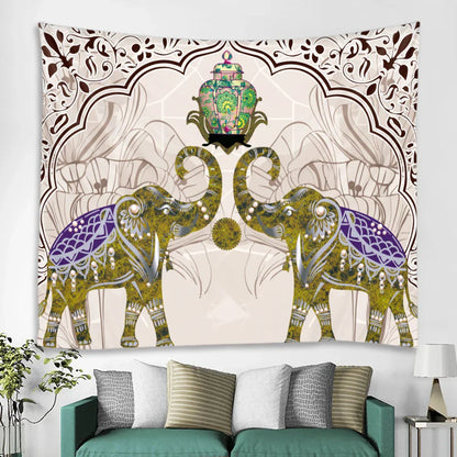 DecorBites™ Elephant Tarot Psychedelic Tapestry for Home Decor and Yoga Room Zen Vibes