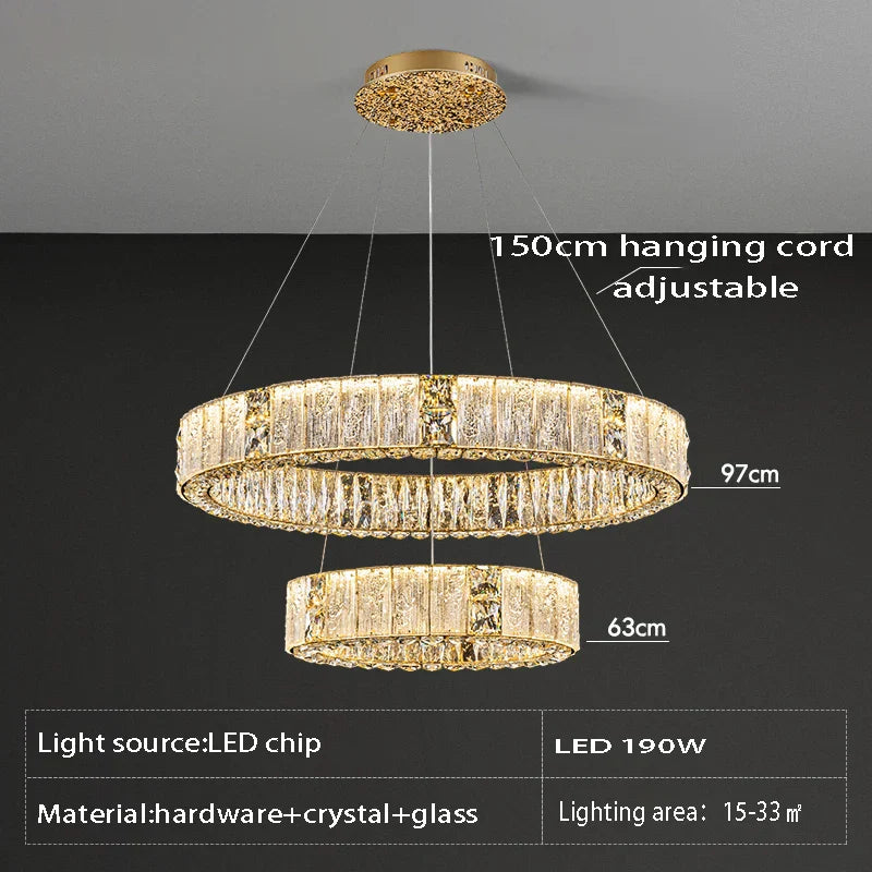 DecorBites™ Crystal Ceiling Chandelier | Luxury Glass Hanging Lamps LED Décor