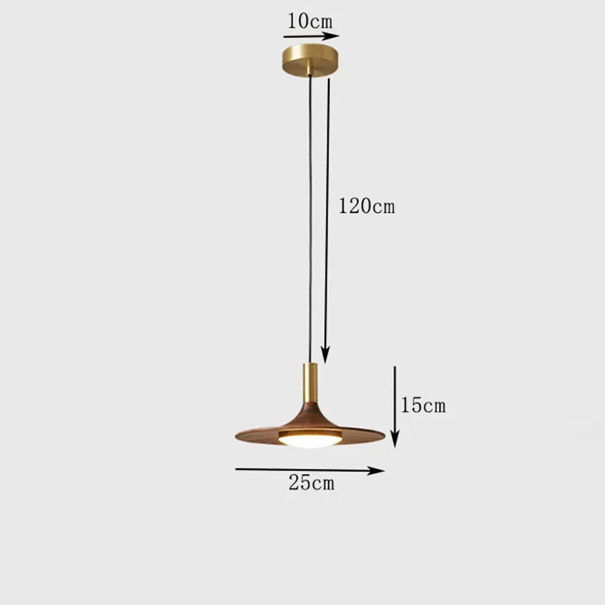 DecorBites™ Flying Saucer Solid Wood Chandelier for Restaurant, Bedroom, Cafe - Nordic Copper