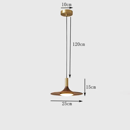 DecorBites™ Flying Saucer Solid Wood Chandelier for Restaurant, Bedroom, Cafe - Nordic Copper