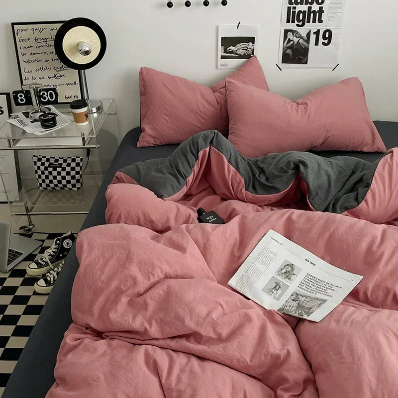 طقم مفروشات قطنية DecorBites™ مع غطاء لحاف وملاءة وغطاء وسادة