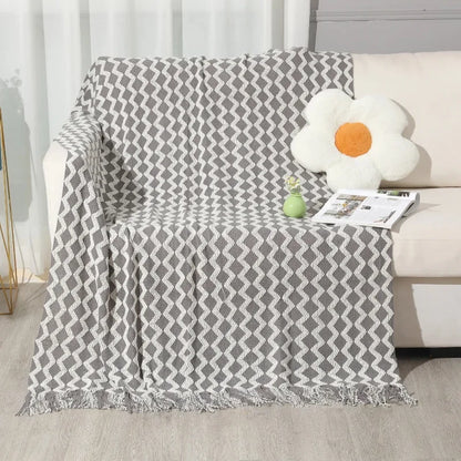 DecorBites™ Knitted Tassel Hem Blanket: Cozy Warmth for Home, Office, Sofa, and More