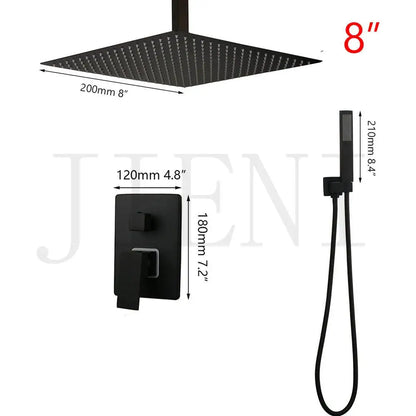 DecorBites™ Black Bathroom Shower Faucet Set with Ceiling Mount LED Shower Head Mixer Tap