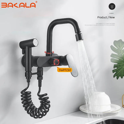 Matte Black Kitchen Faucet Wall Mounted