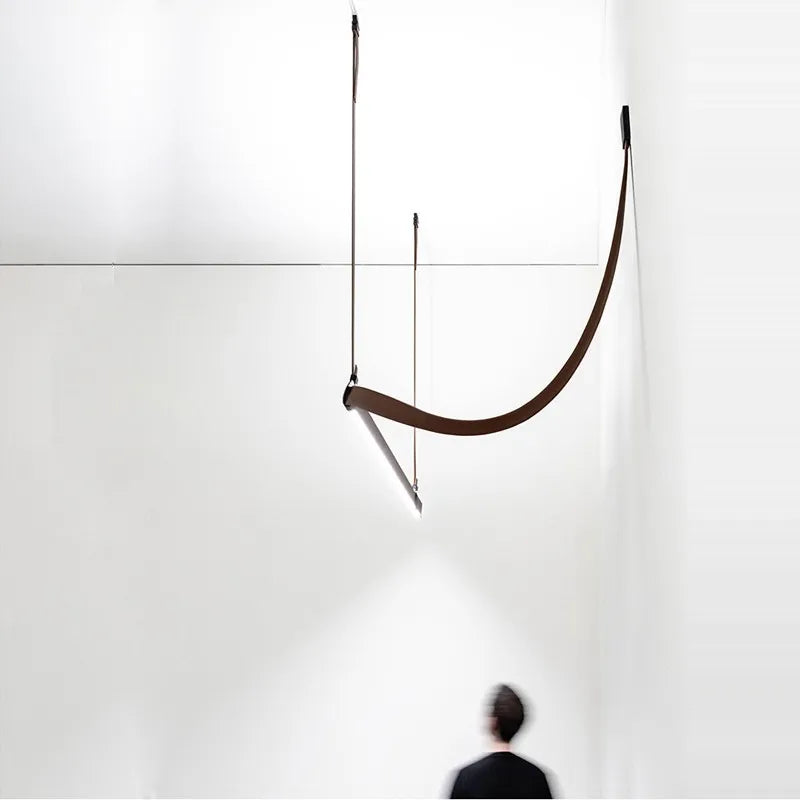Brass Art Deco Chandelier 200cm Black Belt