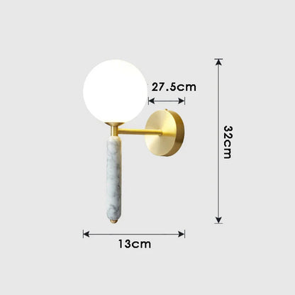 DecorBites™ Italian Green Marble Glass Ball Wall Lamp for Hotel Restaurant Decor