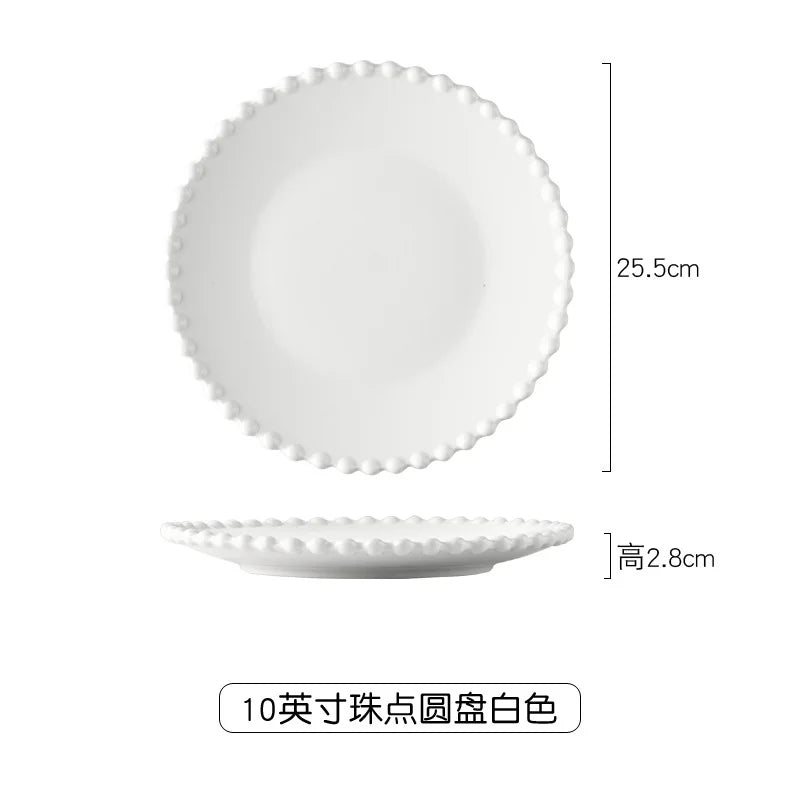DecorBites™ Heart Shaped Pearl Dinner Plate Set - Elegant Porcelain Tableware for Salad, Soup, Steak