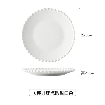 DecorBites™ Heart Shaped Pearl Dinner Plate Set - Elegant Porcelain Tableware for Salad, Soup, Steak