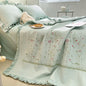 Decobites Fresh Flower Embroidered Summer Quilt Set - Lightweight Ruffled Comforter