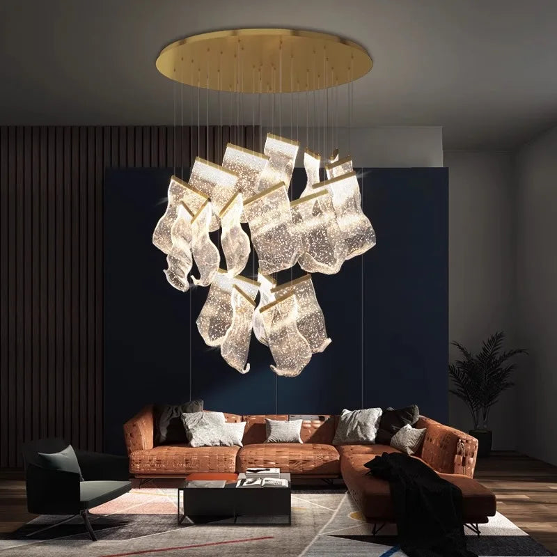 Lámpara de araña de cristal DecorBites™ para escalera, iluminación moderna para sala de estar, lámparas colgantes de interior.