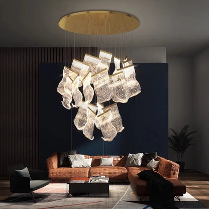 Lámpara de araña de cristal DecorBites™ para escalera, iluminación moderna para sala de estar, lámparas colgantes de interior.