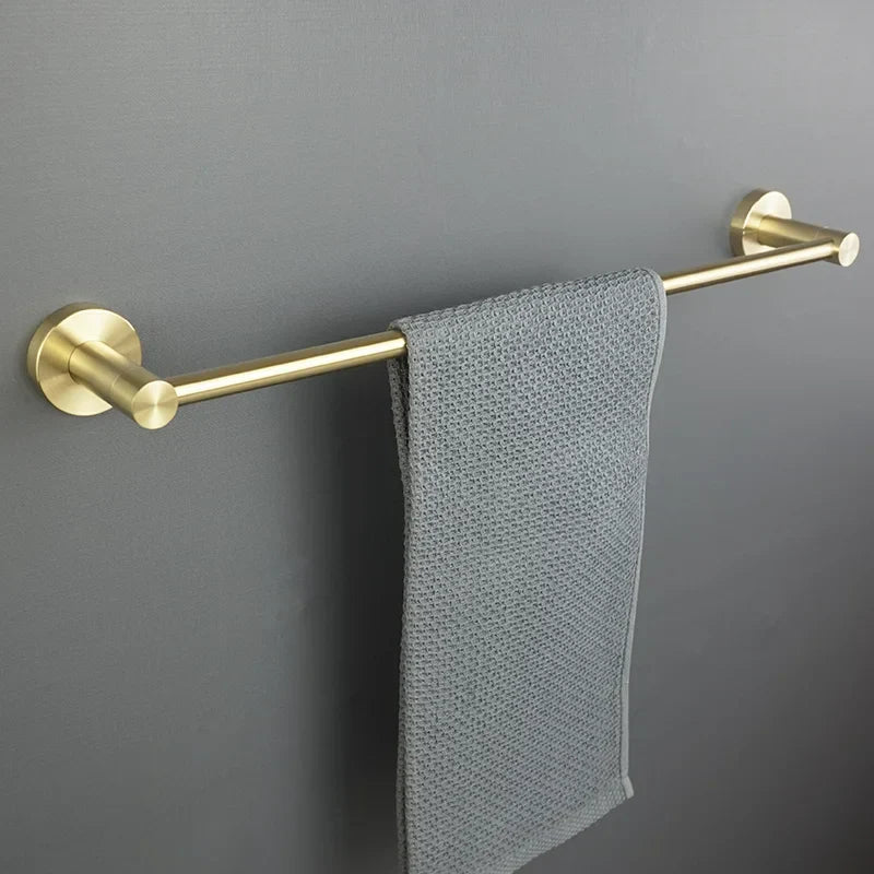 Juego de accesorios de baño DecorBites™ en oro cepillado: portarrollos, toallero y gancho para bata - Accesorios de baño para montaje en pared