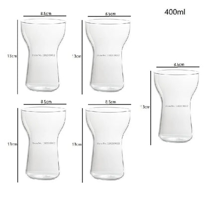 Juego de vasos de vidrio DecorBites™ para bebidas, ideales para el hogar, cafeterías y bares. Aislantes térmicos para jugos y té. Transparentes.