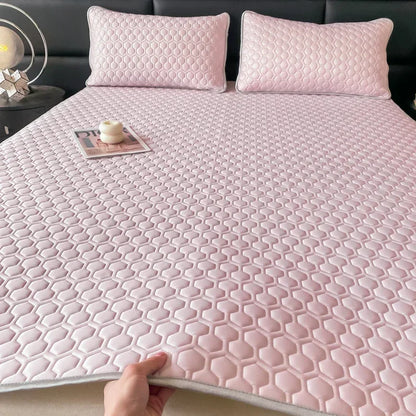 Decobites 4mm Latex Filled Bed Mat & Pillowcase Set - Cooling Ice Silk Sleep Mats