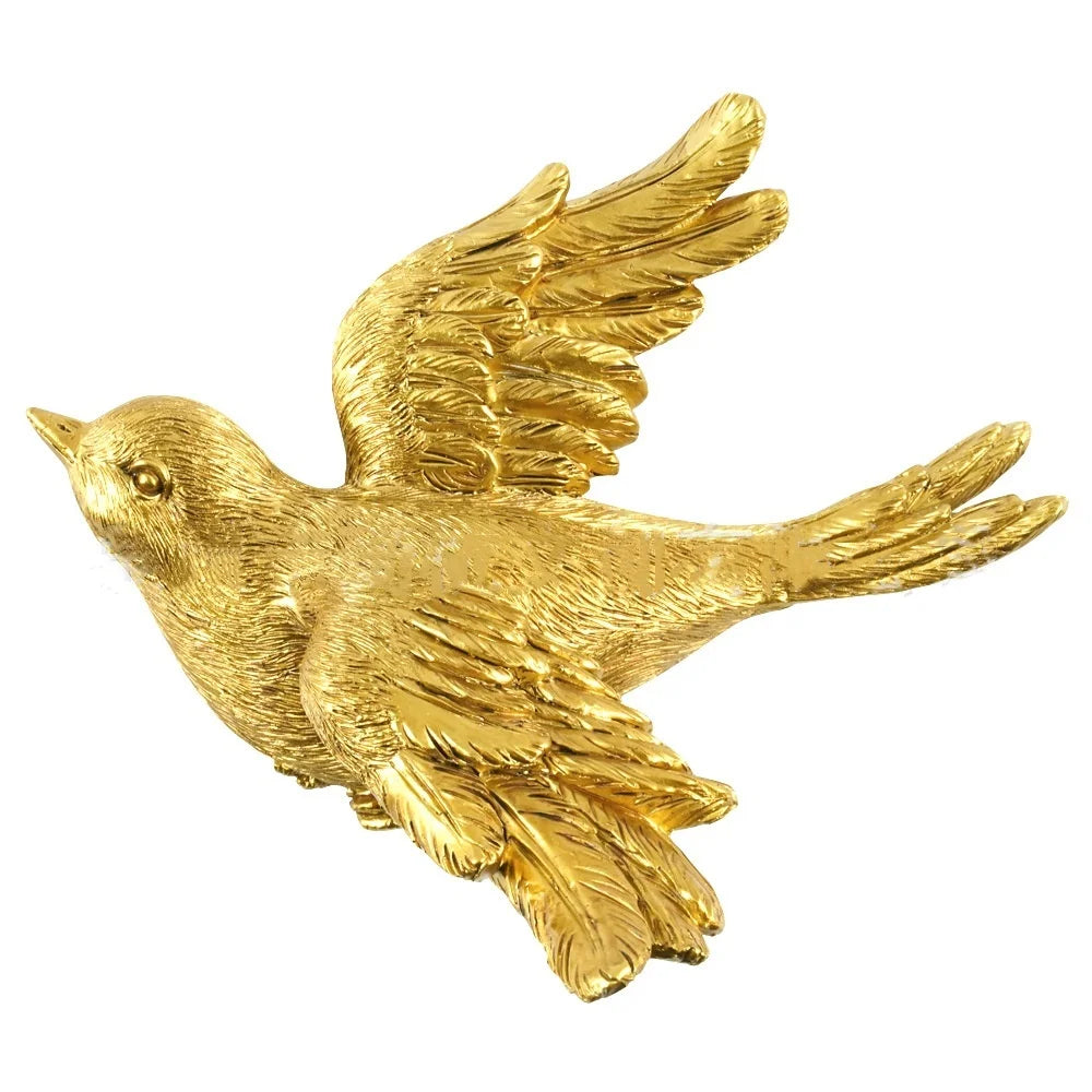 DecorBites™ Golden Bird & Butterfly Resin Wall Decoration Statues