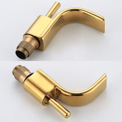 DecorBites™ Black Brass Waterfall Basin Faucet, Single Hole Hot Cold Sink Mixer Tap