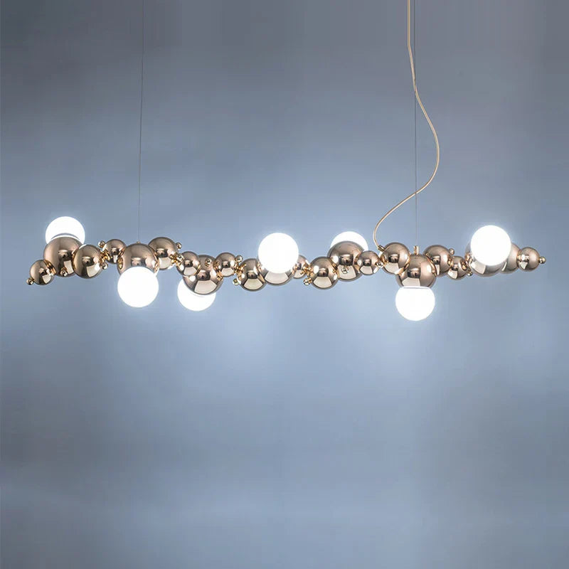 DecorBites™ Designer Molecule Chandelier: LED Dimmable Chrome Gold Lighting 2025 Trend