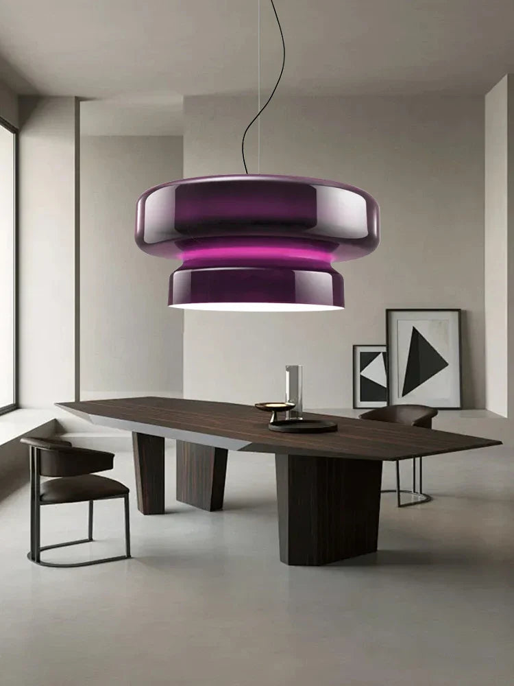 Green Glass Pendant Light Polished Steel 60cm