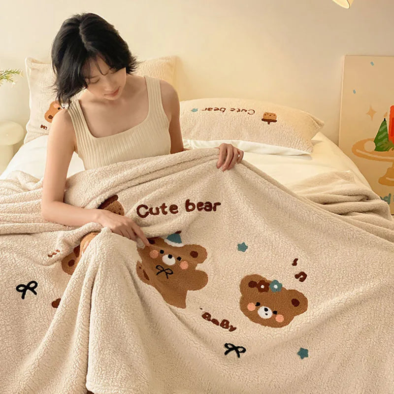 Manta polar DecorBites™ Cozy Teddy: Cubrecama de lujo para todas las estaciones