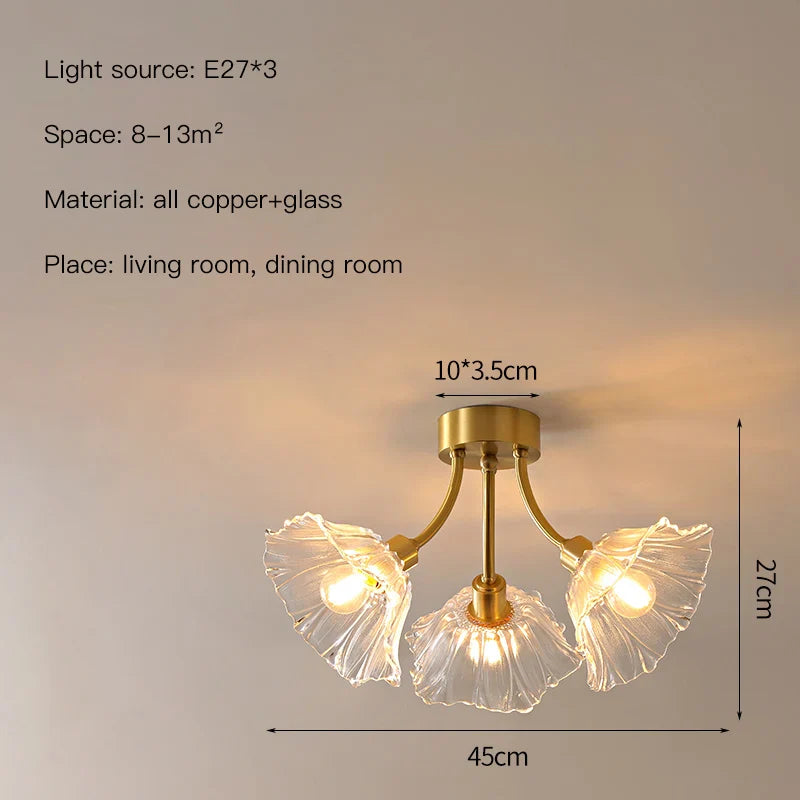 DecorBites™ Glass Flower Chandelier Ceiling Light for Bedroom Living Room Hallway Kitchen