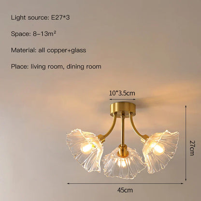 DecorBites™ Glass Flower Chandelier Ceiling Light for Bedroom Living Room Hallway Kitchen