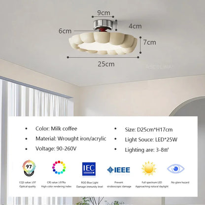 DecorBites™ Cream LED Ceiling Light for Minimalist Home Decor