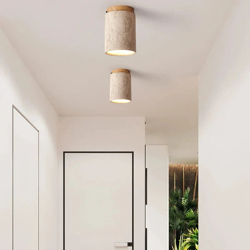 Stone Wood LED Ceiling Lamp
