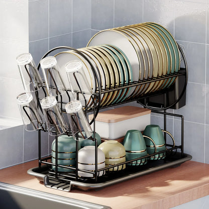 DecorBites™ Kitchen Organizer Rack with Drainboard for Dishes, Utensils, and Cups