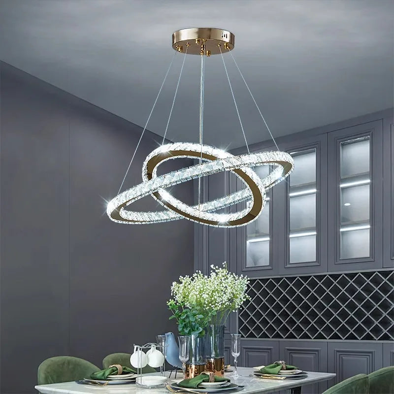 DecorBites™ Crystal Chandelier Stair Pendant Lamp Living Room Pendant Lights Interior Lighting