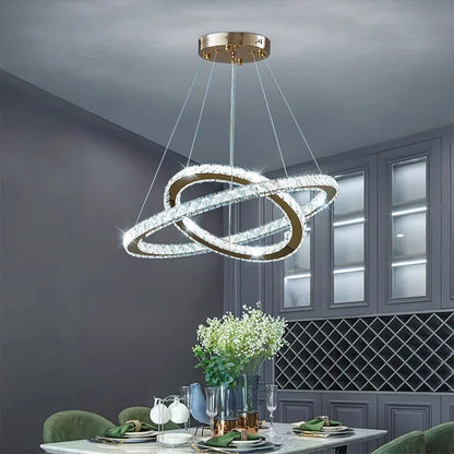 DecorBites™ Crystal Chandelier Stair Pendant Lamp Living Room Lighting
