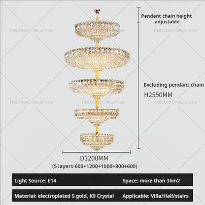 DecorBites™ Crystal Living Room Chandelier: Modern Luxury High-Rise Villa Personality Creative Hotel Décor