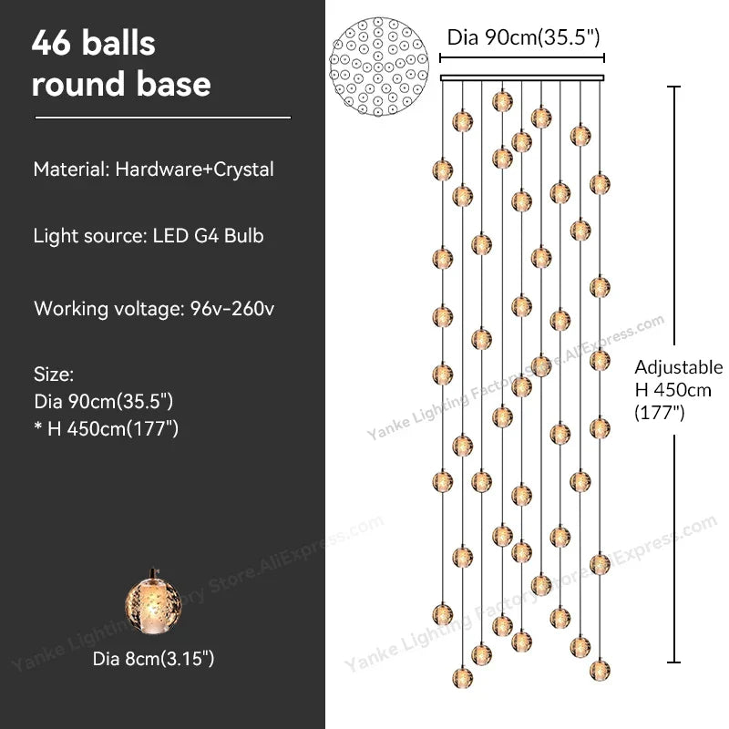 DecorBites™ Crystal Bubble Ball Pendant Light for Home Decor and Hospitality Spaces