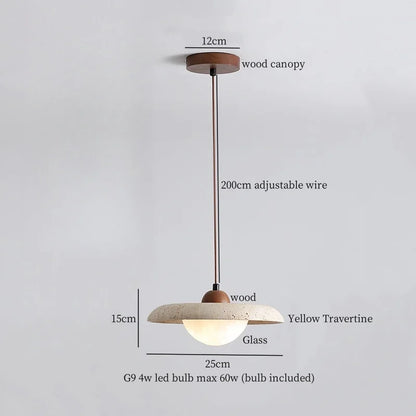 Decorbites™ Japanisches Vintage-LED-Pendant-Licht, Gelber Travertin Wabi-Sabi Hängelampe
