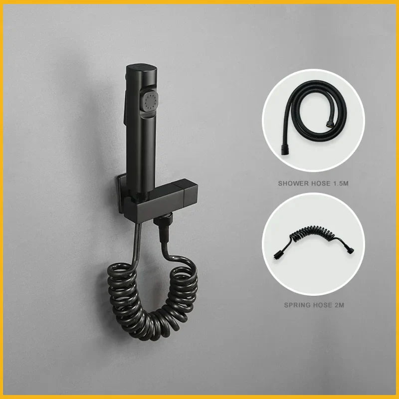 DecorBites™ Brass Bidet Faucet Set Dual Function Shattaf Sprayer Gold Sanitary Shower